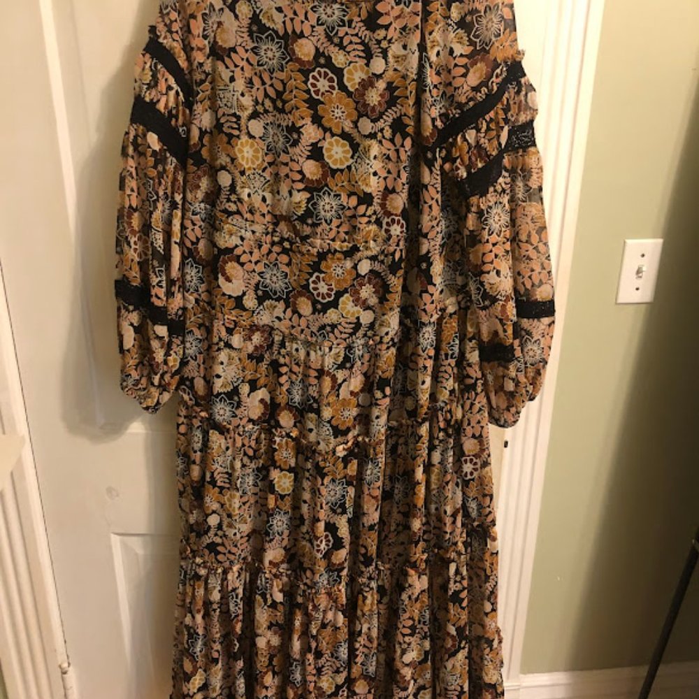 Free People Floral Maxi Dress - Black and Cream - Picture 4 of 4